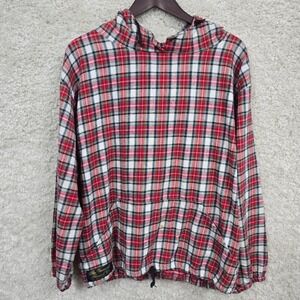 The Vermont Flannel Co Hooded Pullover Large Red Plaid Made in USA